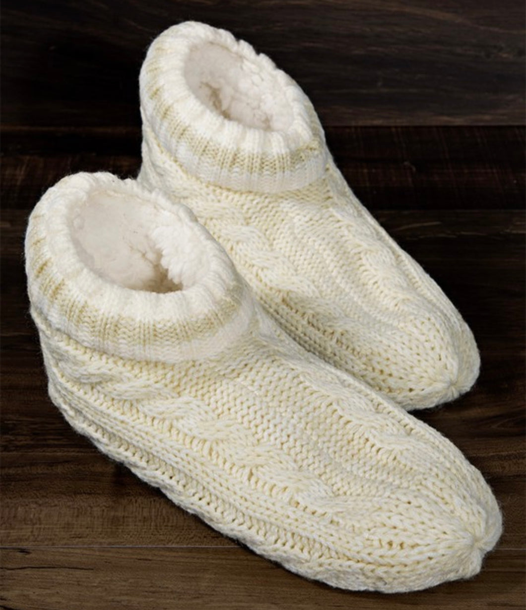 Cream Knit Slipper Socks